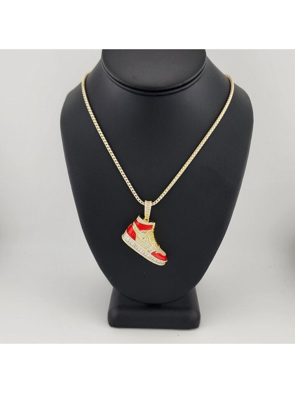Brand New Sterling Silver 925 Red Cz Sneaker Necklace - Picture 3 of 12